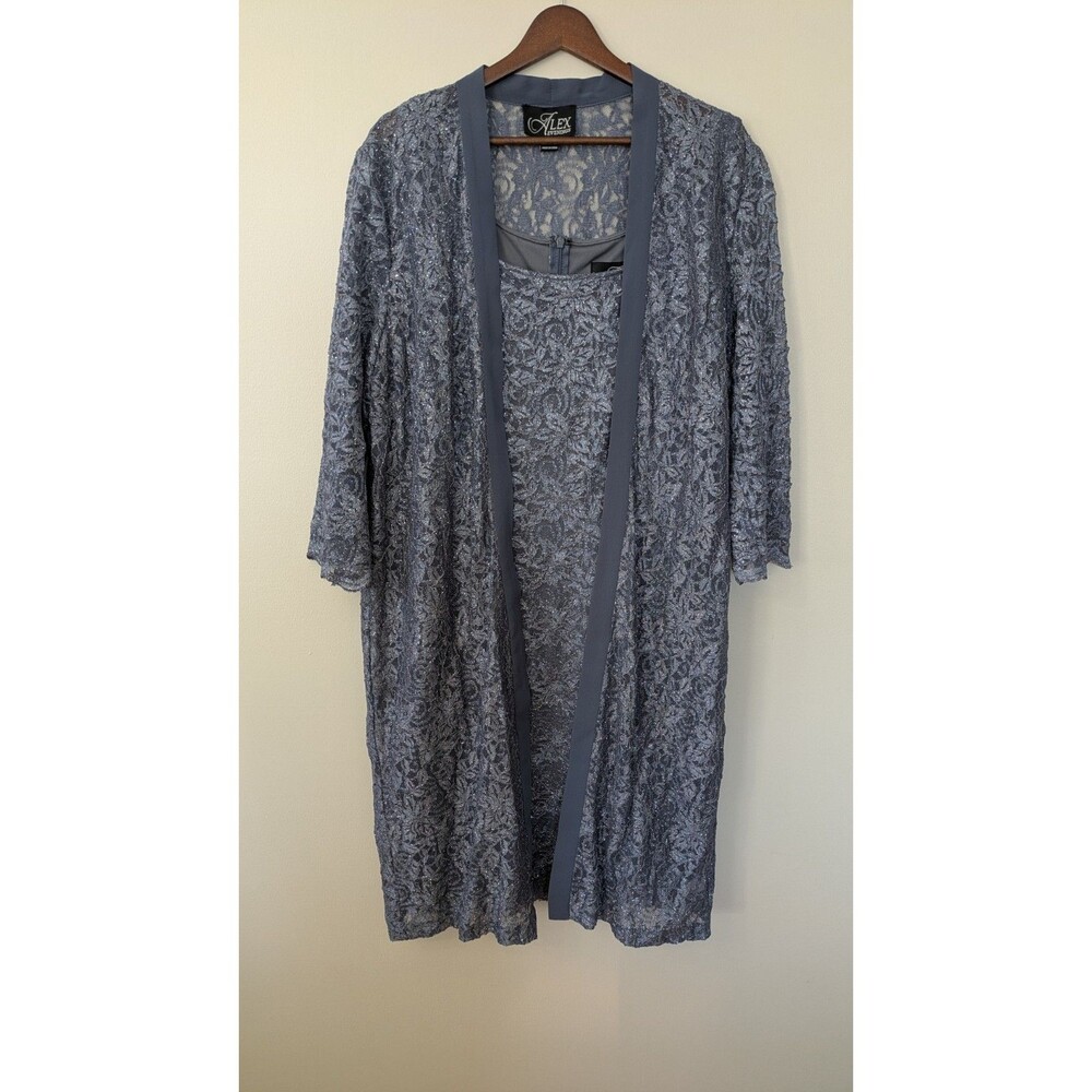 Alex Evenings Lace Sheath Dress & Duster Jacket Set Sz 14 Wedding Occasion